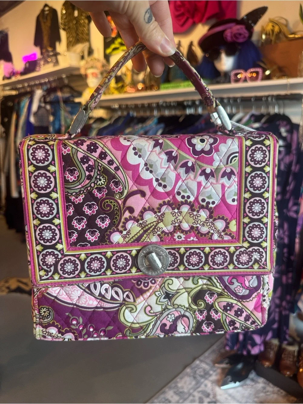 Vera Bradley Quilted Pink Paisley Top-Handle Hand Bag